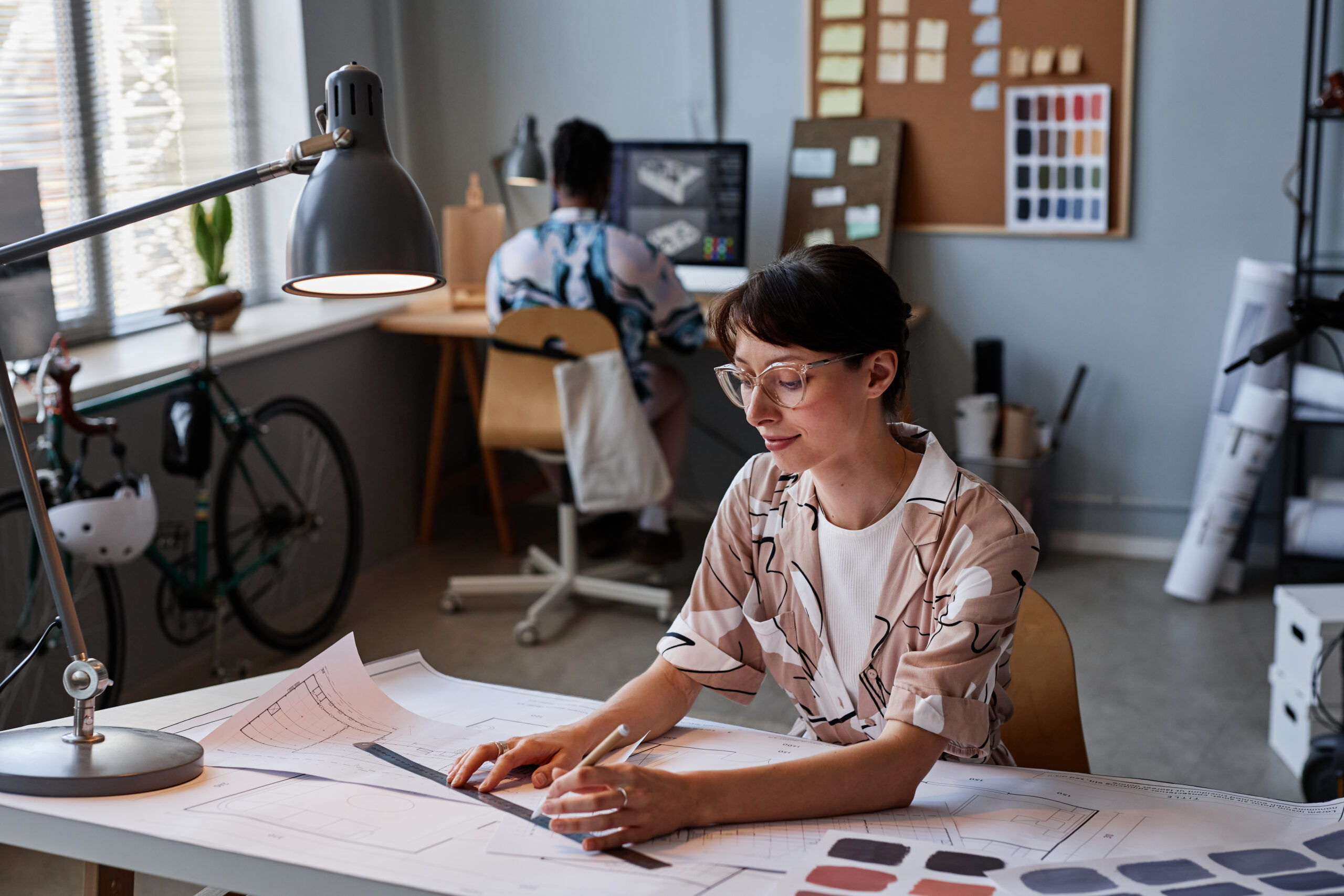Woman working on interior design project